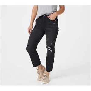 Serra Retreat Dume High-Rise Straight-Leg Jeans Black Distressed A387665 Size 2